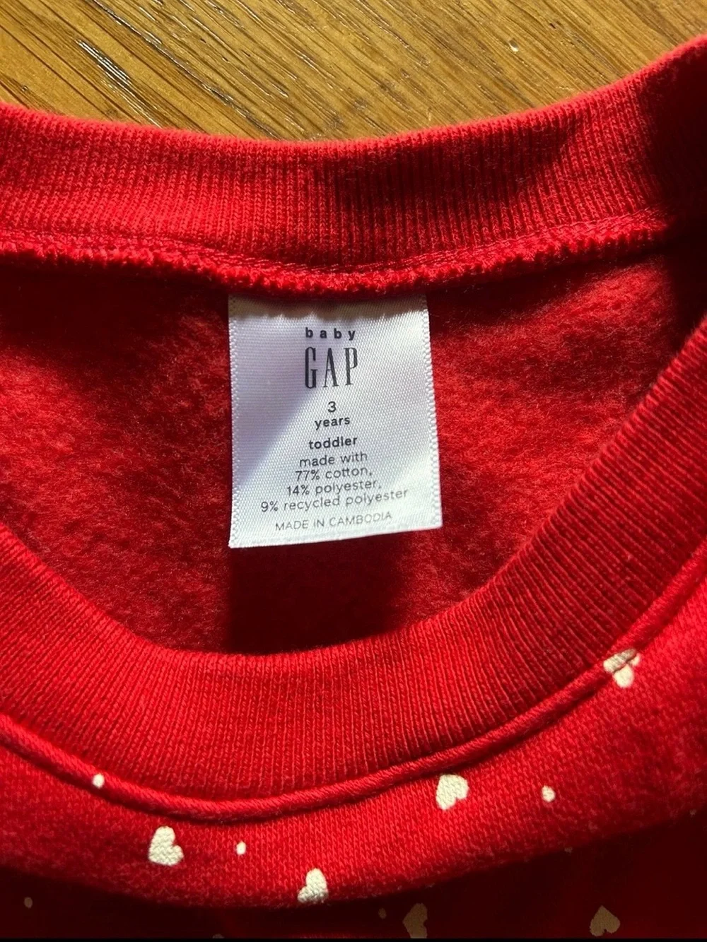 GAP Red Long-Sleeve Heart Peplum Top